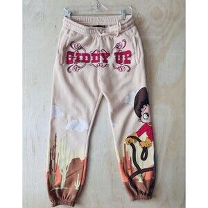 Betty Boop Giddy Up Sweatpants Size Medium Tan